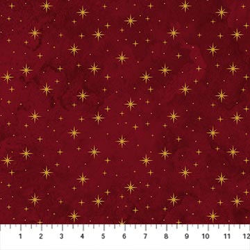 O' Christmas Tree Shimmer Stars Dark Red Deborah Edwards Northcott Fabrics Cotton Fabric NC-28961M-26