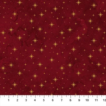 O' Christmas Tree Shimmer Stars Dark Red Deborah Edwards Northcott Fabrics Cotton Fabric NC-28961M-26 | US Fabric Shop