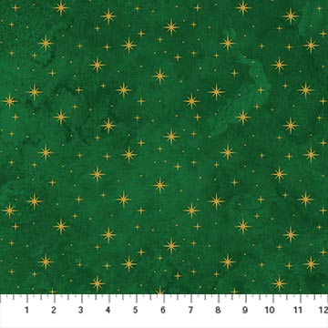 O' Christmas Tree Shimmer Stars Green Deborah Edwards Northcott Fabrics Cotton Fabric NC-28961M-74