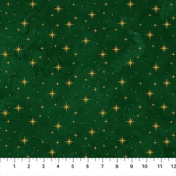 O' Christmas Tree Shimmer Stars Dark Green Deborah Edwards Northcott Fabrics Cotton Fabric NC-28961M-76 | US Fabric Shop