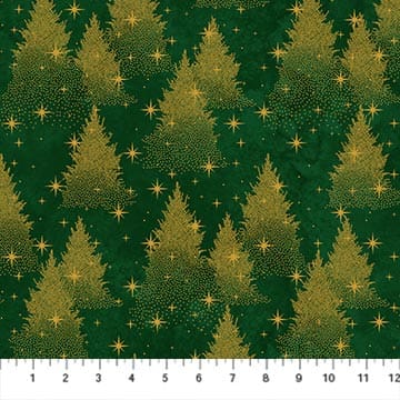 O' Christmas Tree Shimmer Trees Dark Green Multi Deborah Edwards Northcott Fabrics Cotton Fabric NC-28958M-76 | US Fabric Shop