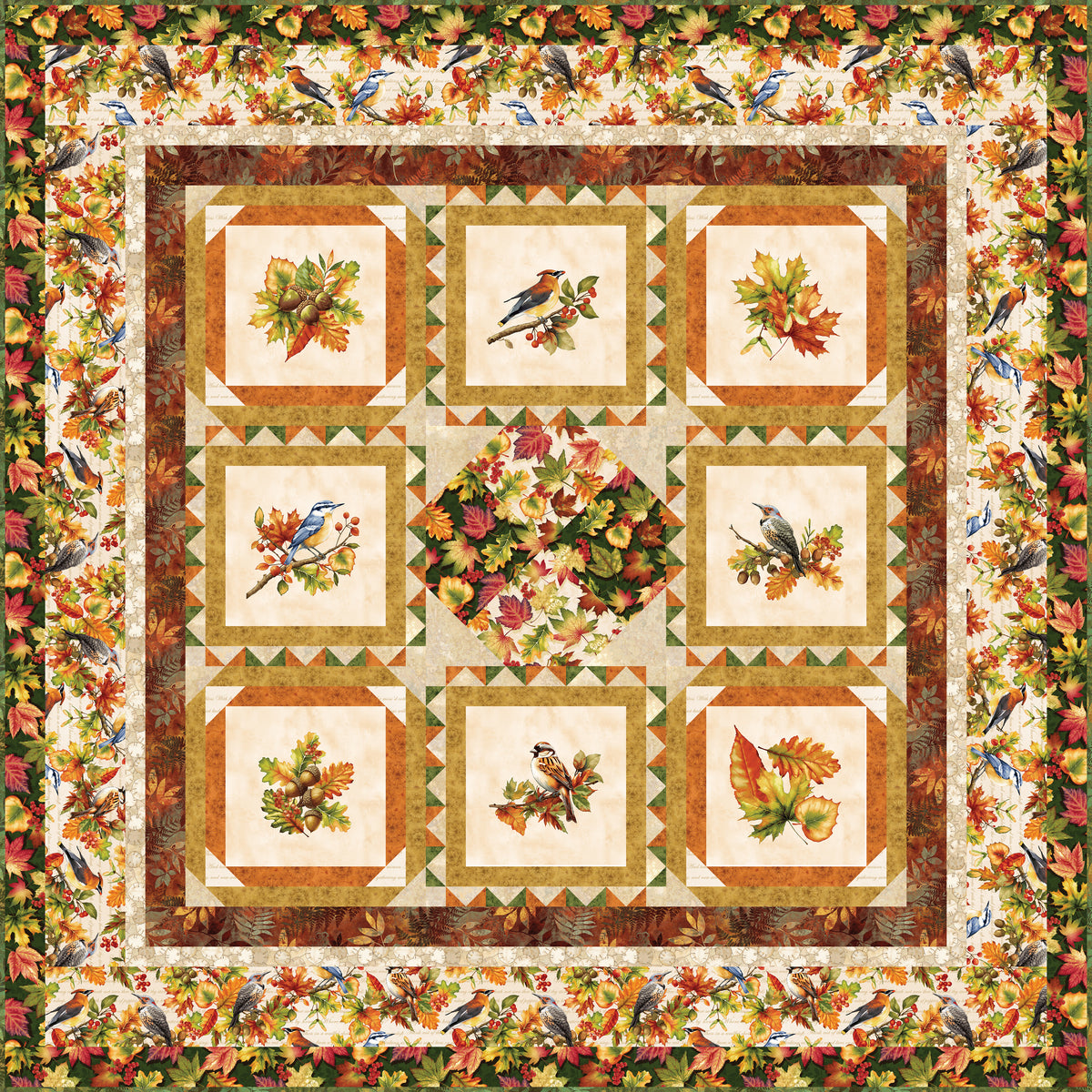 Project - Oak and Berries Fall Leaves Quilt Jan Mott Henry Glass