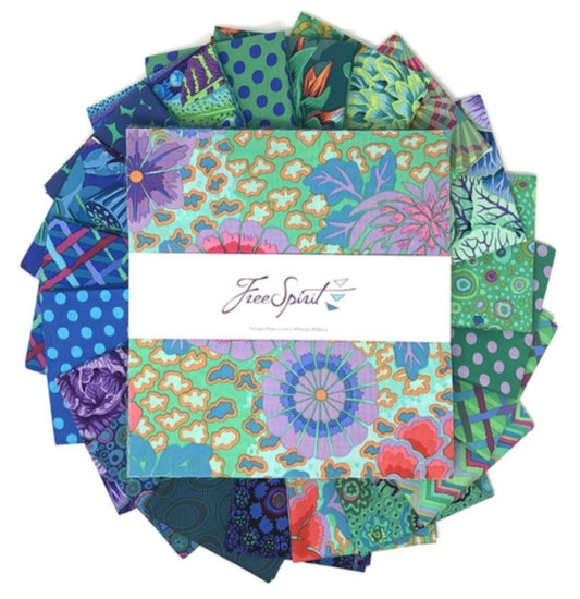 Classics Ocean 10" Squares Kaffe Fassett Collective Free Spirit Cotton Fabric FS FB610GP.OCEAN