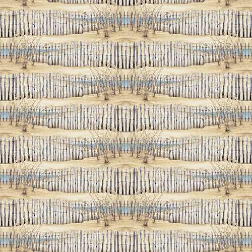 Ocean Oasis Beach Fence Sand Brown Patricia Pinto Blank Quilting Cotton Fabric
