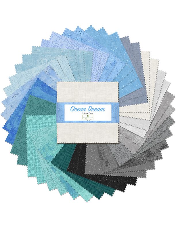 Ocean Dream Essentials Karat Gems 5" Squares 42pcs Wilmington Prints Cotton Fabric WP-507-162-507