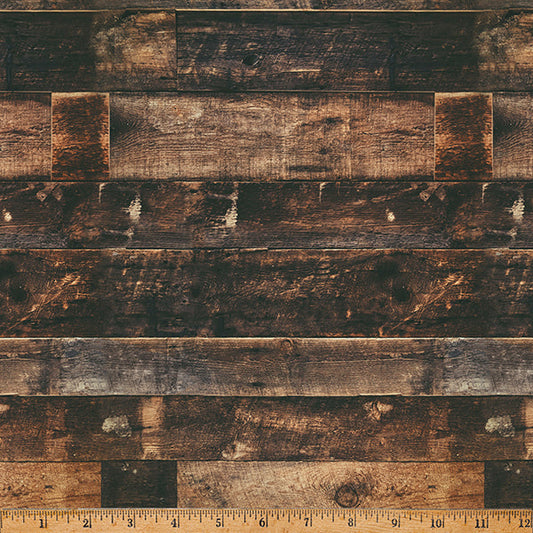 Off the Grid Wood Wall Planks Woody Brown Hoffman Fabrics Cotton Fabric