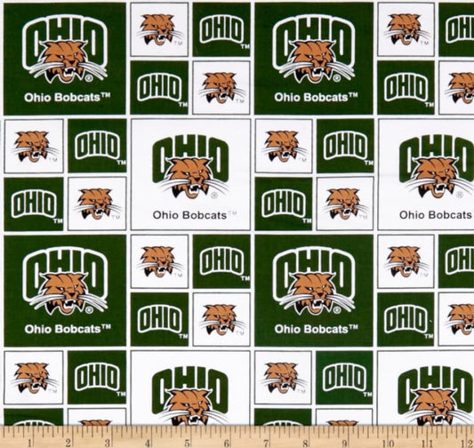 Ohio Bobcats NCAA College Box Sykel Cotton Fabric OHIO-020