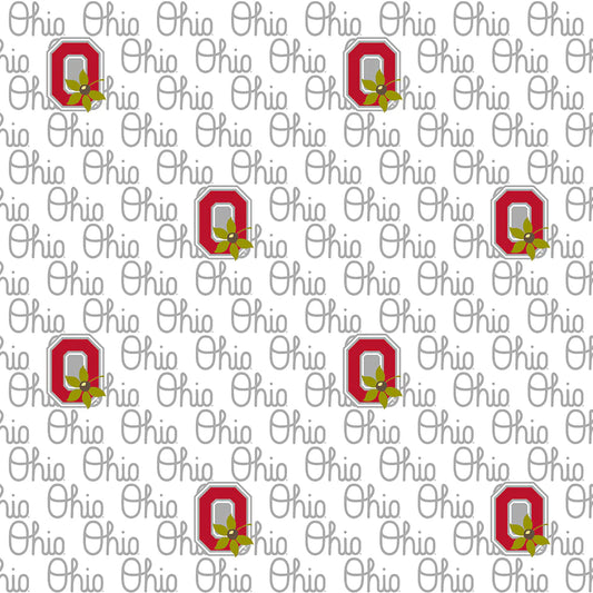 Ohio State Buckeyes NCAA College White Block Letter Sykel Cotton Fabric OHS-1328