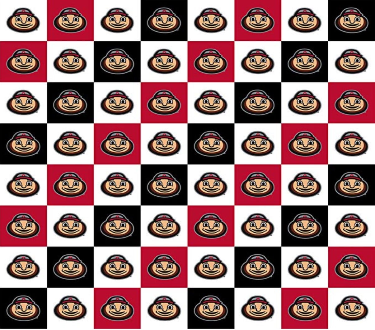 Ohio State Buckeyes NCAA College Mini Check Design Sykel Cotton Fabric OHS-1158