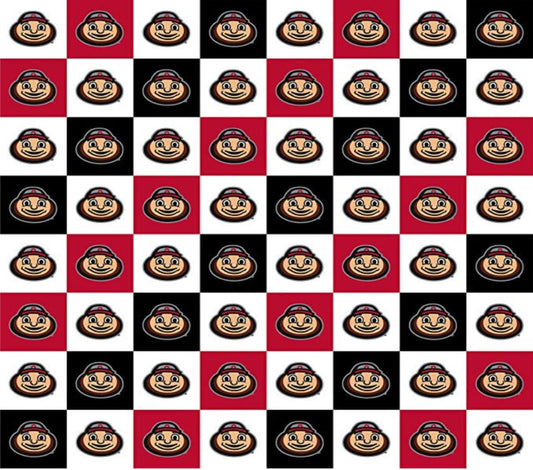 Ohio State Buckeyes NCAA College Mini Check Design Sykel Cotton Fabric OHS-1158