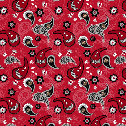Ohio State Buckeyes NCAA College Bandana Paisley Sykel Cotton Fabric OHS-1200
