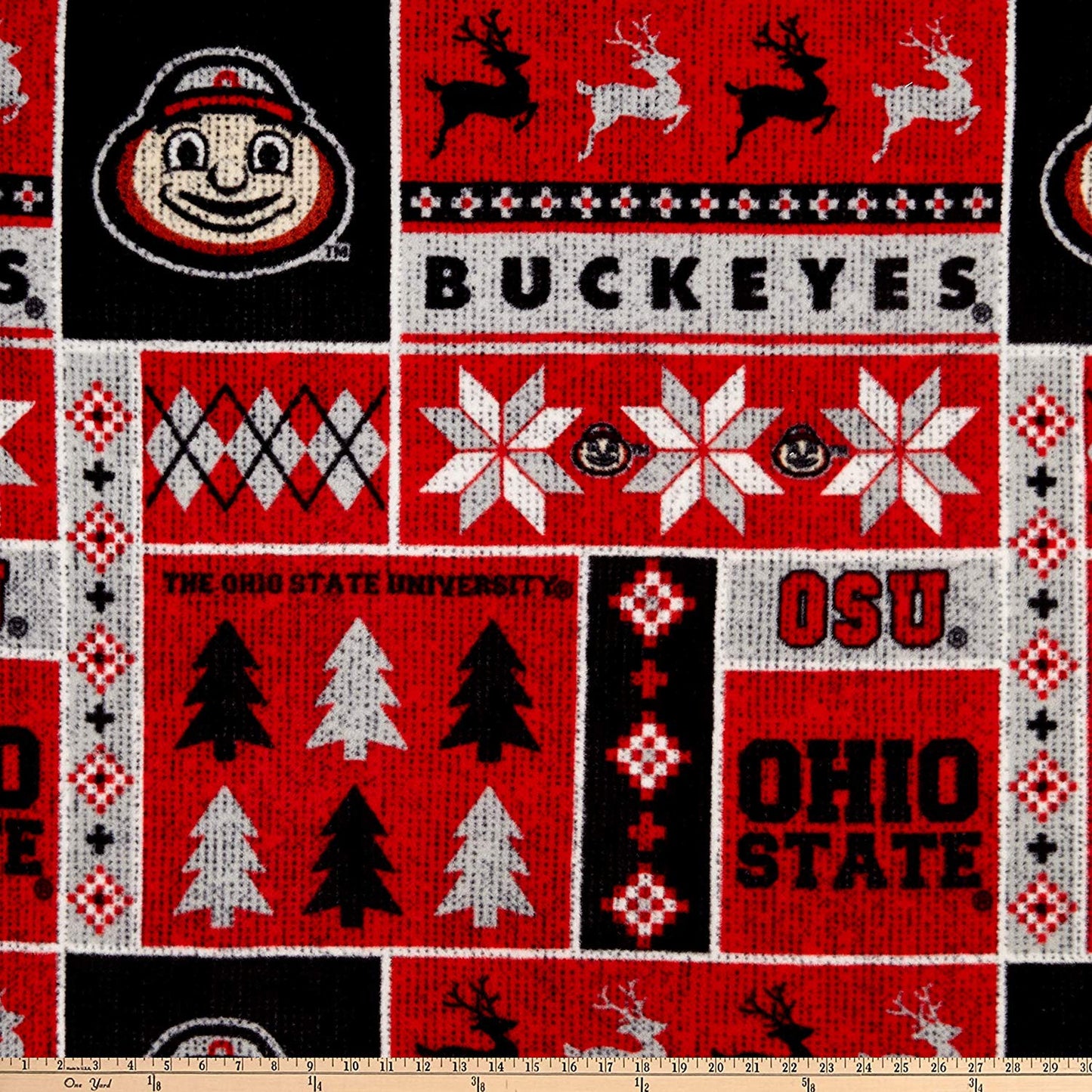 Ohio State Buckeyes NCAA Ugly Christmas Sweater Design 58"-60" Sykel FLEECE Fabric OHS-1182