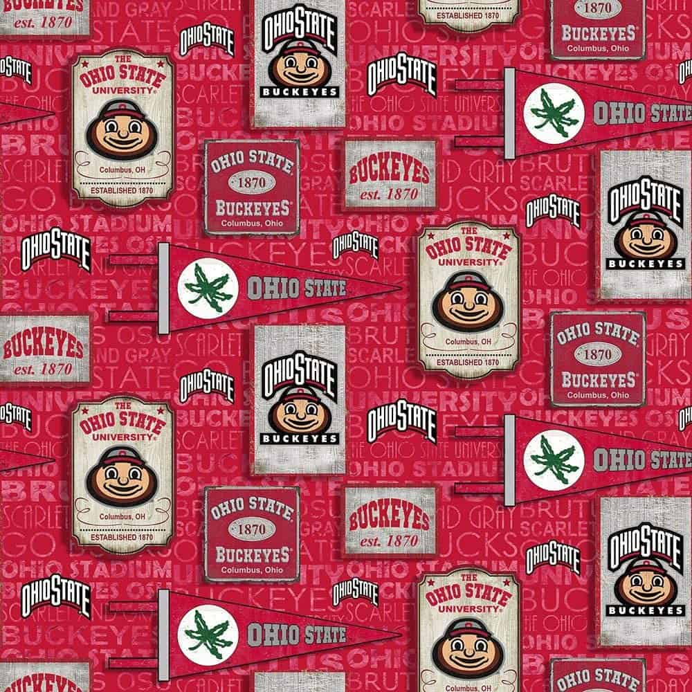 Ohio State Buckeyes NCAA College Vintage Pennant Sykel Cotton Fabric OHS-1267