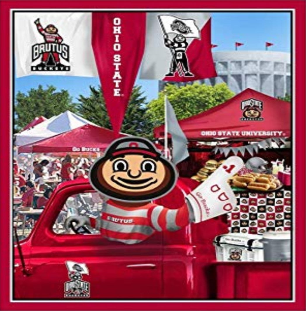 Ohio State Buckeyes NCAA College Tailgate Panel Design Sykel Cotton Fabric OHS-1157