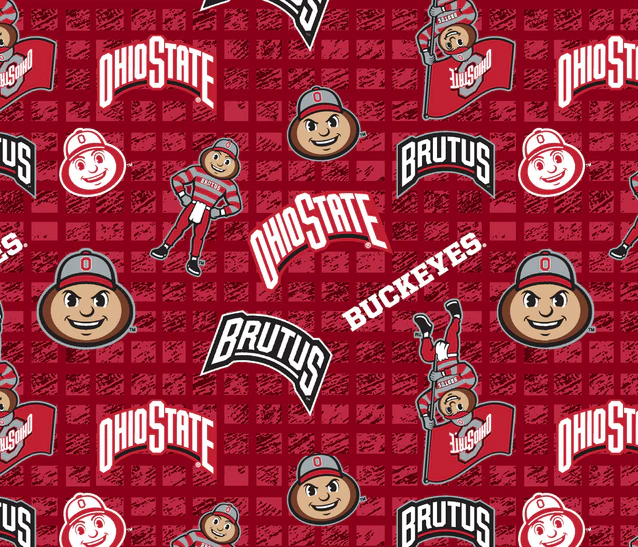 Ohio State Buckeyes NCAA College 108" Wideback Allover Sykel Enterprises Cotton Fabric OHS-1395