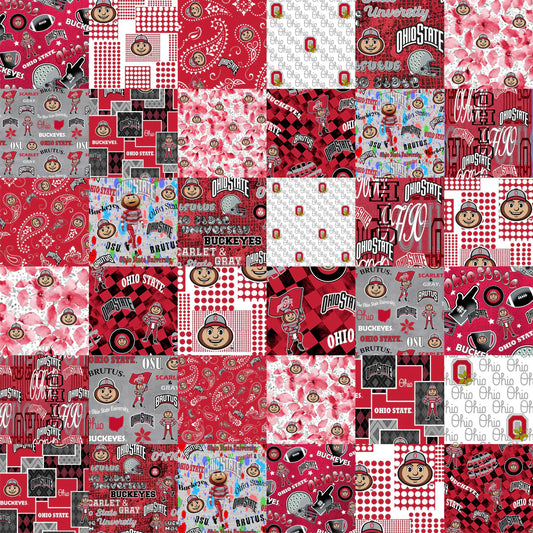 Ohio State Buckeyes NCAA College Cheater Quilt Allover 60" Sykel Cotton Fabric SYK-OHS-1363
