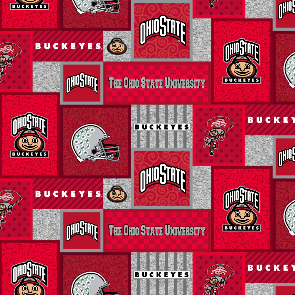 Ohio State Buckeyes NCAA College Patch Sykel Enterprises Polyester FLEECE Fabric OHS-1177