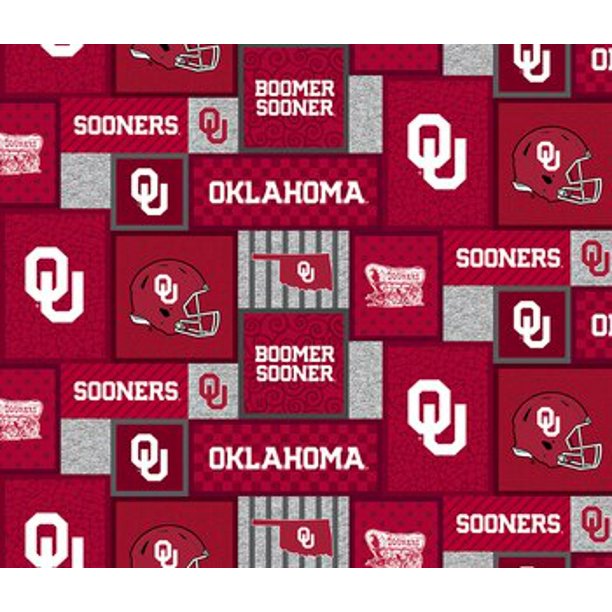 Oklahoma Sooners NCAA College Patch Sykel Fleece Fabric OU-1177