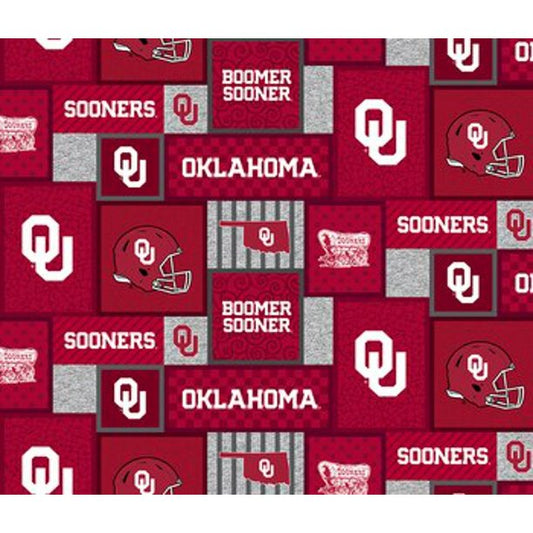 Oklahoma Sooners NCAA College Patch Sykel Fleece Fabric OU-1177