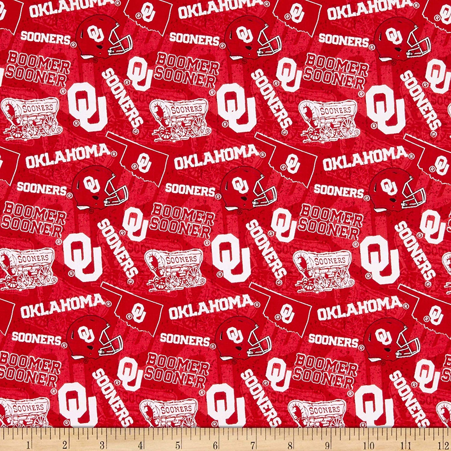 Oklahoma Sooners NCAA College Tone on Tone Sykel Cotton Fabric OU-1178