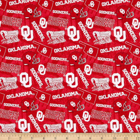 Oklahoma Sooners NCAA College Tone on Tone Sykel Cotton Fabric OU-1178