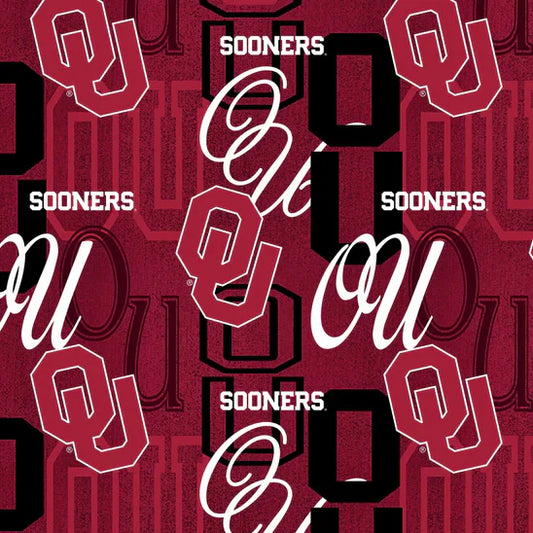 Oklahoma Sooners NCAA College Letters Sykel Cotton Fabric SYK-OU-1372
