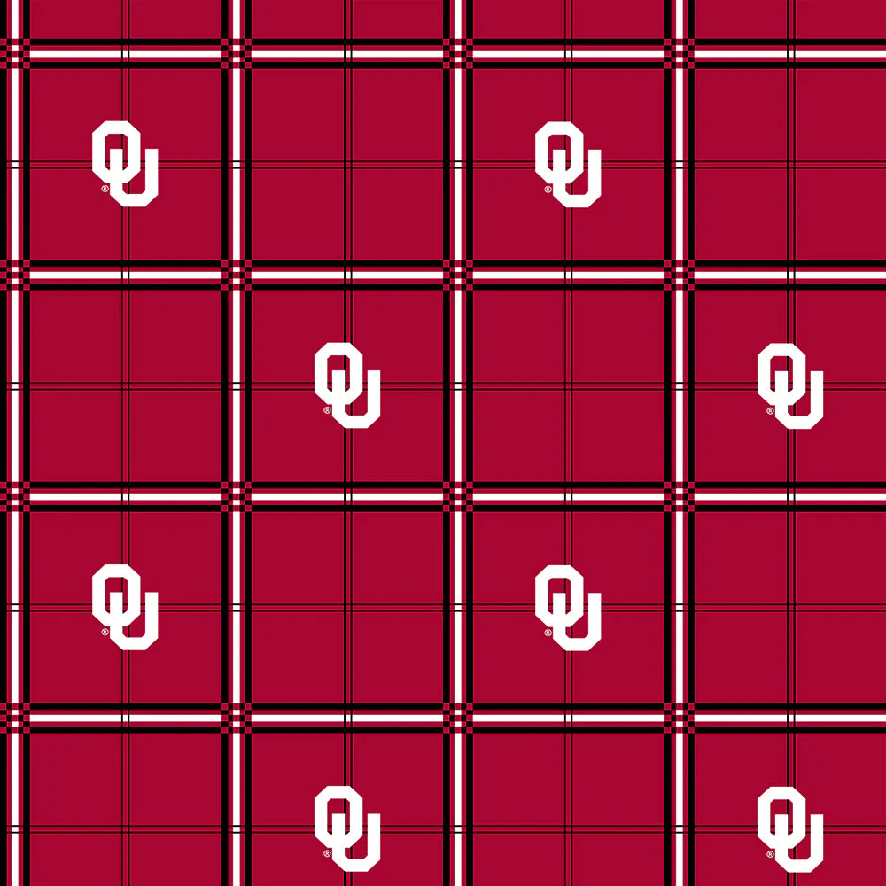 Oklahoma Sooners NCAA College Plaid Sykel Enterprises Cotton FLANNEL Fabric SYK-OU-023