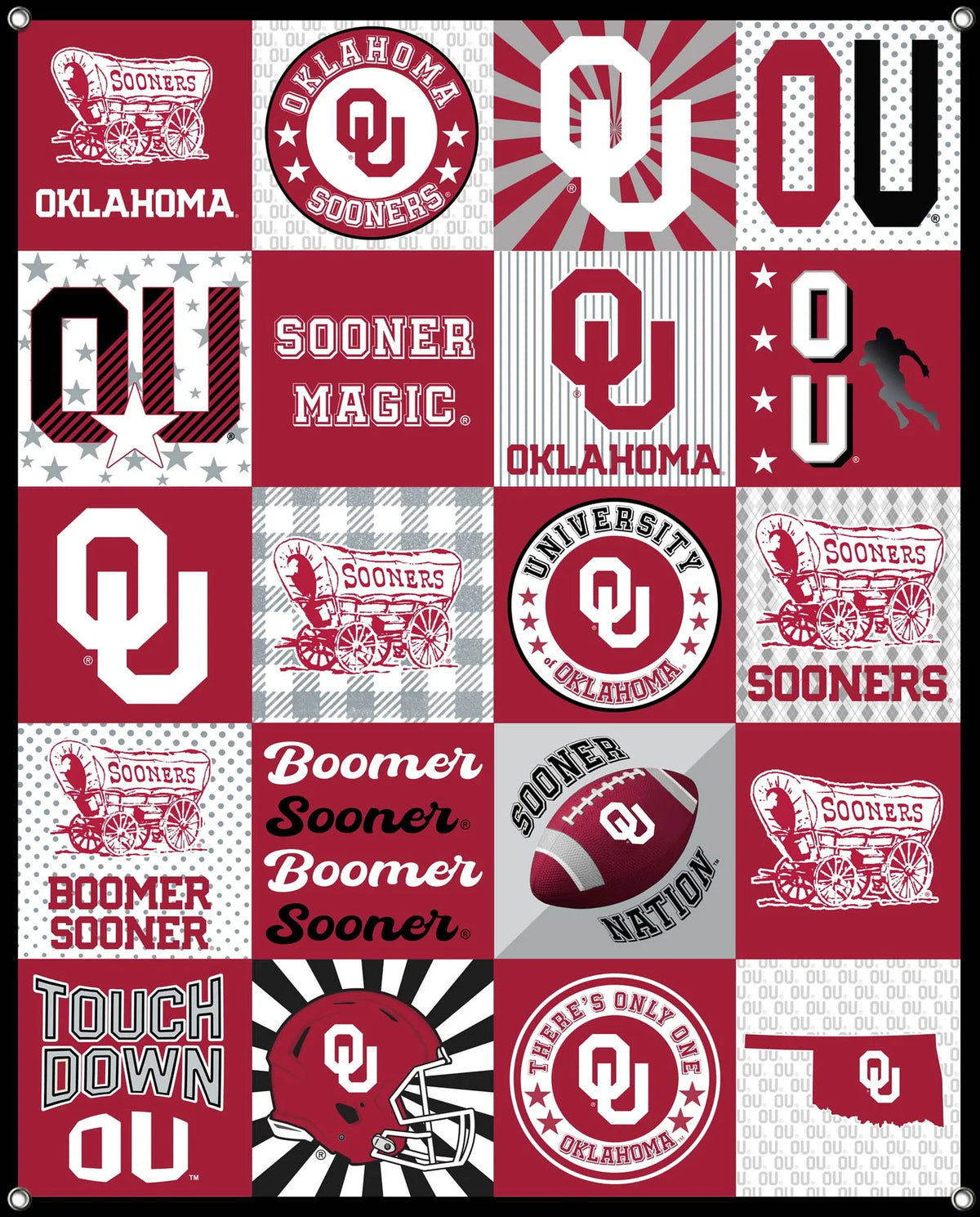 Oklahoma Sooners NCAA College Shirt Spirit Banner 58x47 inches Sykel Enterprises 4 Grommets Polyester Fabric OU-5003