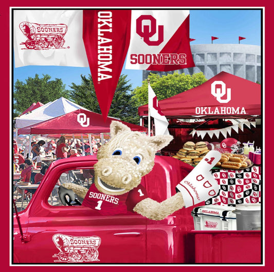 Oklahoma Sooners NCAA College Tailgate Panel 36" Sykel Cotton Fabric OU-1157