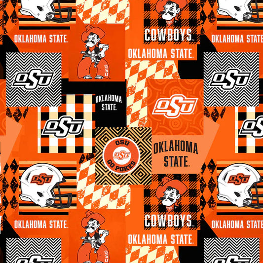 Oklahoma State Cowboys NCAA College Collegiate Minky Geo Sykel Enterprises Polyester Fabric SYK-OSU-1367