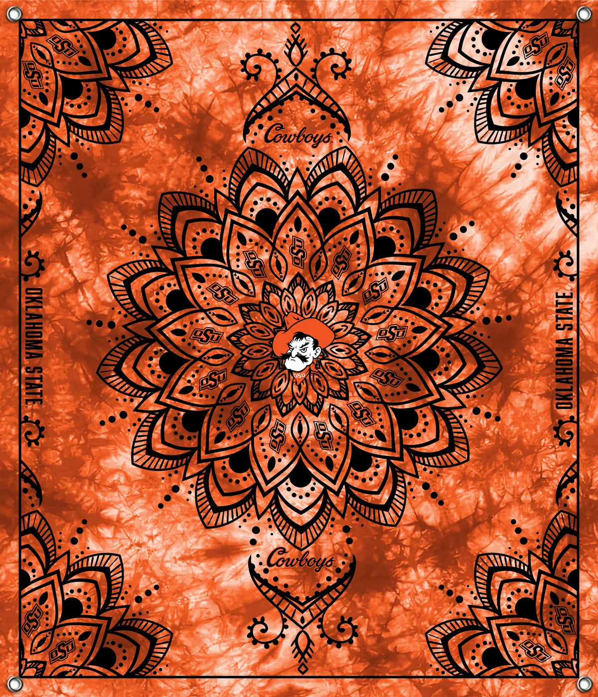 Oklahoma State Cowboys NCAA College Tapestry Spirit Banner 58x47 inches Sykel Enterprises 4 Grommets Polyester Fabric OSU-5001