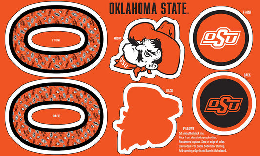 Oklahoma State Cowboys NCAA Collegiate Pillow Project 36x60 inches Sykel Polyester Minky Fabric SYK-OSU-1359