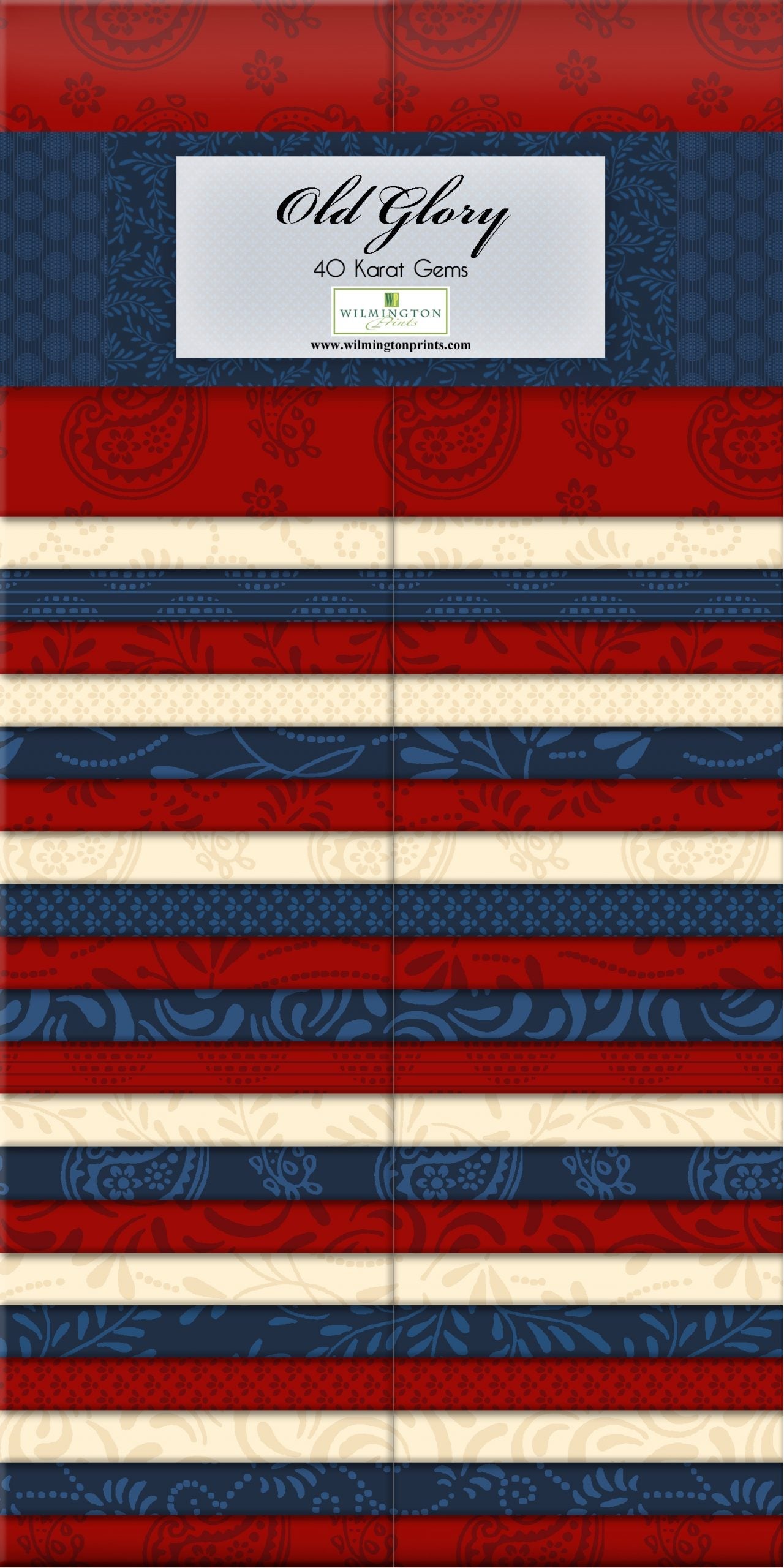 Old Glory 2.5" Strips Karat Gems 40pcs Wilmington Prints Cotton Fabric WP-842-46-842