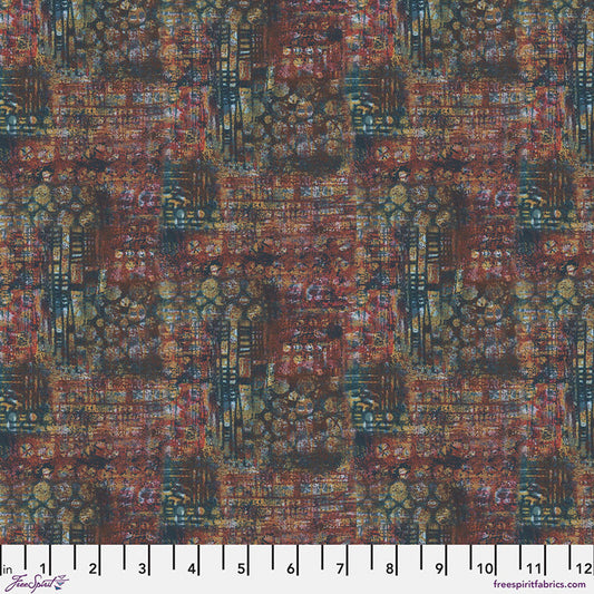 On Your Mark Contours Wine Seth Apter Free Spirit Cotton Fabric FS-PWSE039.WINE