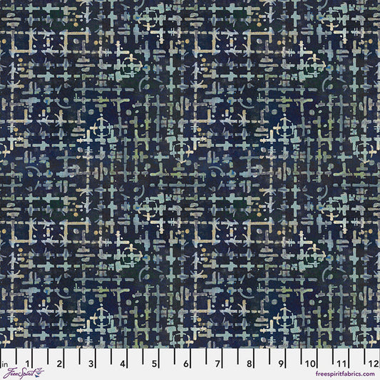 On Your Mark Maze Indigo Seth Apter Free Spirit Cotton Fabric FS-PWSE043.INDIGO
