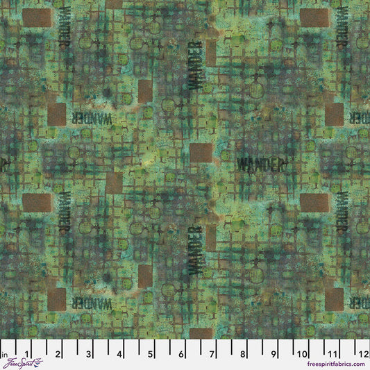 On Your Mark Wander Jade Seth Apter Free Spirit Cotton Fabric FS-PWSE035.JADE