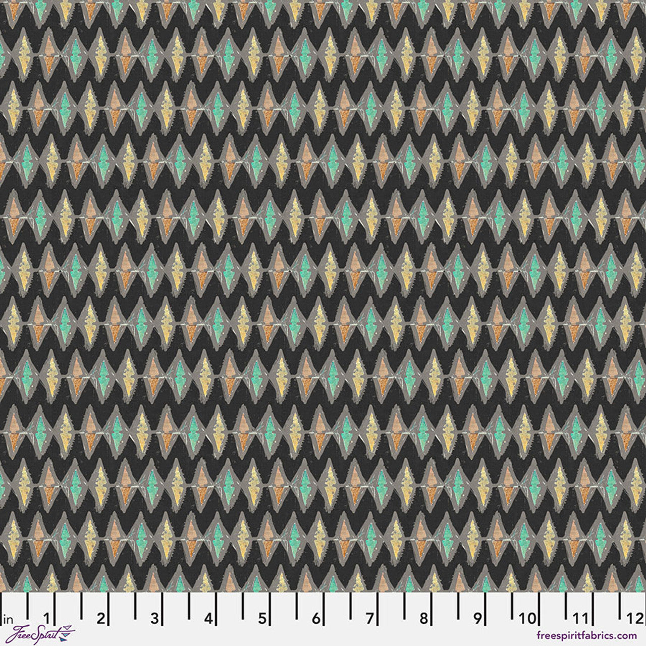 On Your Mark Zigzag Night Seth Apter Free Spirit Cotton Fabric FS-PWSE041.NIGHT