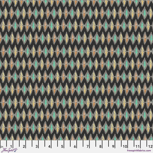 On Your Mark Zigzag Night Seth Apter Free Spirit Cotton Fabric FS-PWSE041.NIGHT