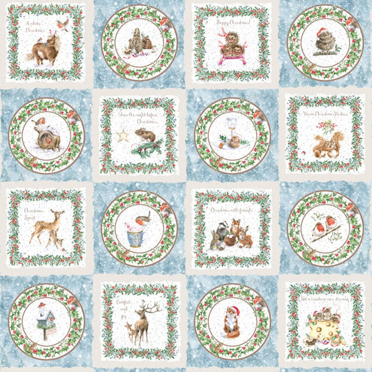 One Snowy Day Christmas Cards Blue Multi Hannah Dale Maywood Studio Cotton Fabric