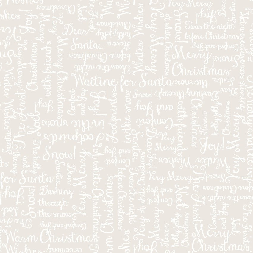 One Snowy Day Christmas Greetings Ecru Beige Hannah Dale Maywood Studio Cotton Fabric