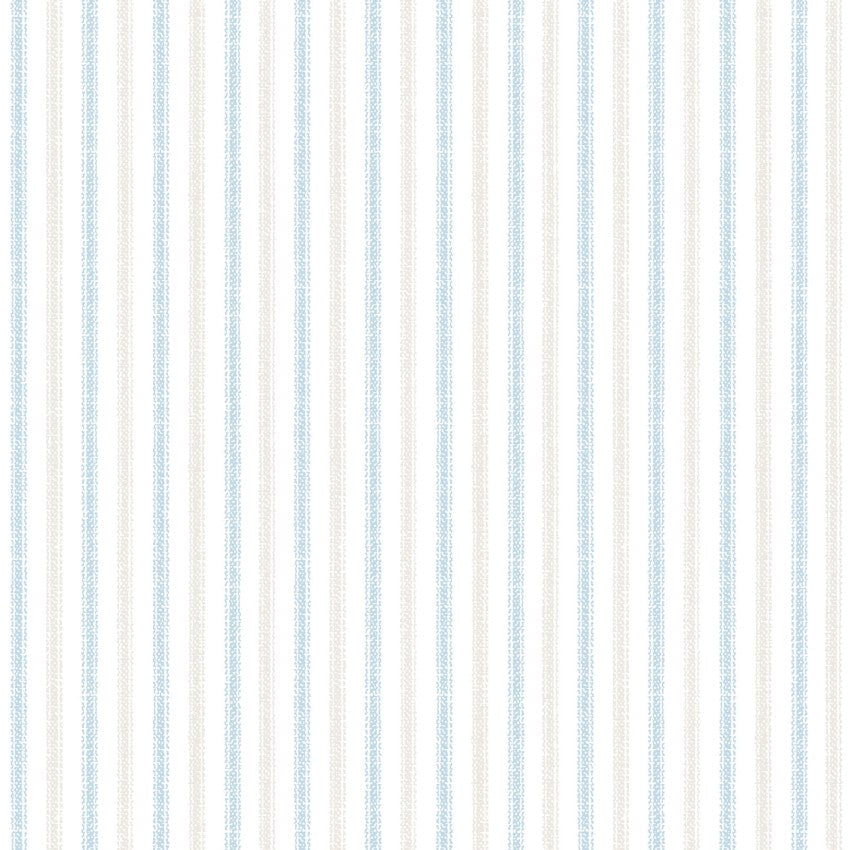 One Snowy Day Stripe Blue Ecru Beige Hannah Dale Maywood Studio Cotton Fabric
