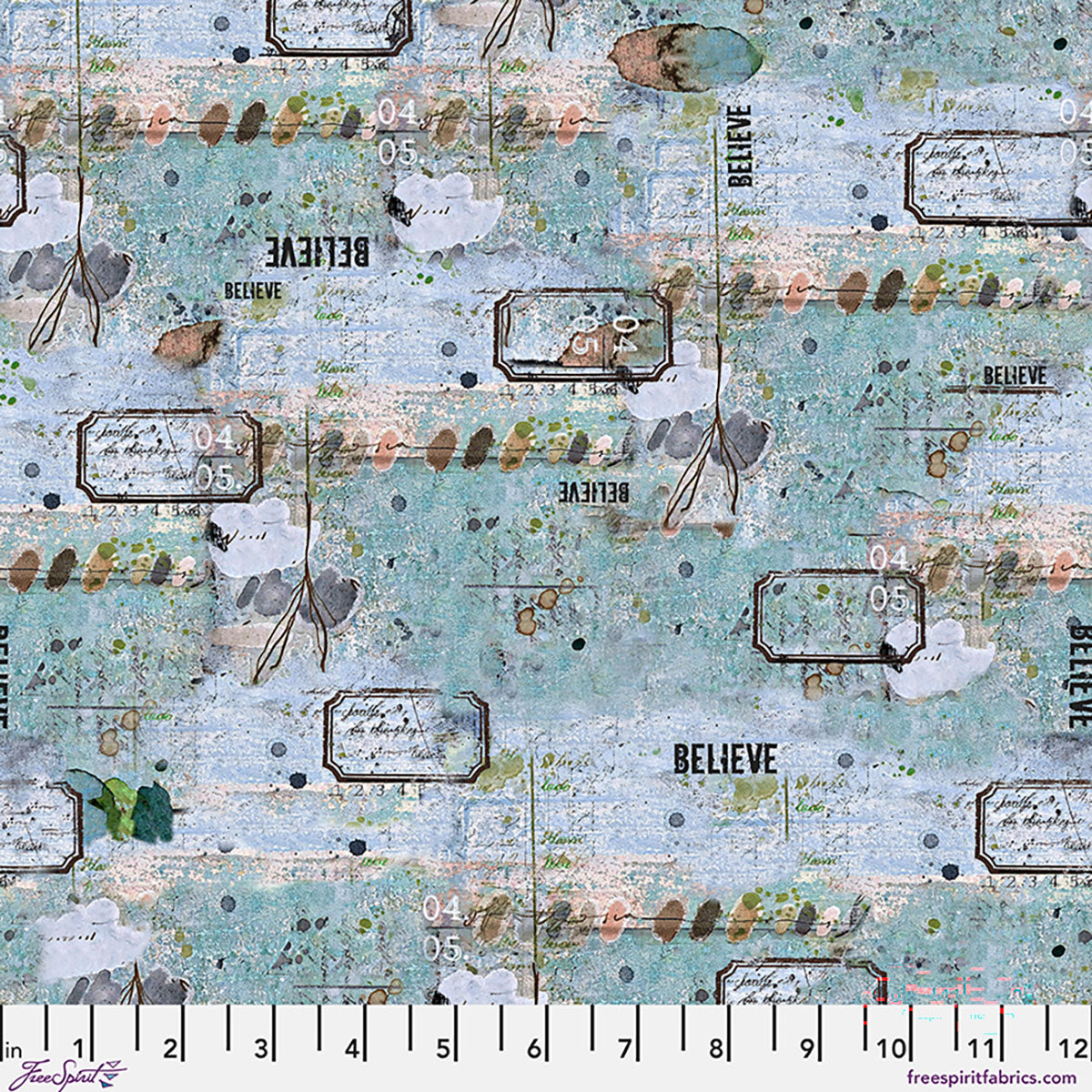 One Layer Away Believe Sky Blue Seth Apter Free Spirit Cotton Fabric FS-PWSE056.SKY