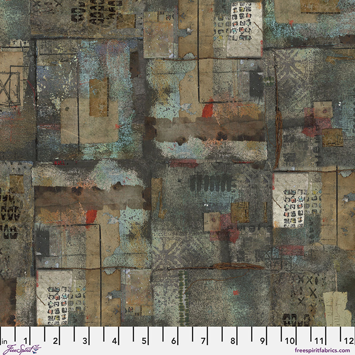 One Layer Away Down to Earth Ash Grey Brown Slate Seth Apter Free Spirit Cotton Fabric FS-PWSE061.ASH