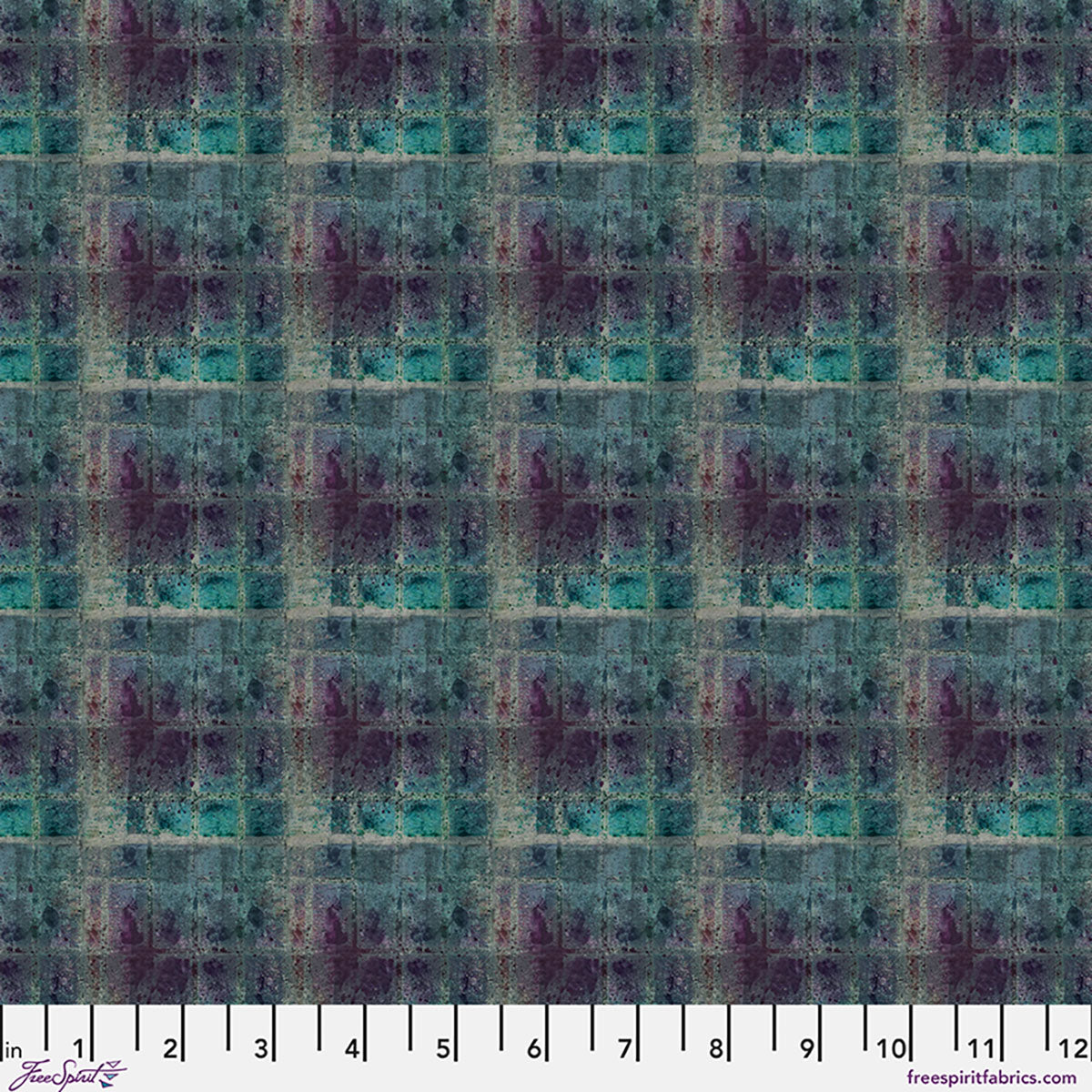 One Layer Away Jewel Plaid Galaxy Teal Purple Seth Apter Free Spirit Cotton Fabric FS-PWSE063.GALAXY