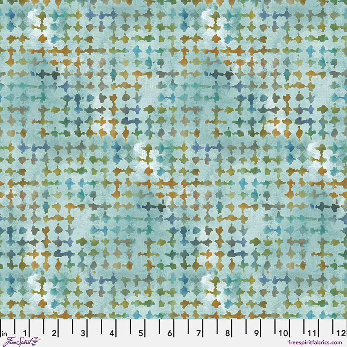 One Layer Away Mesh Mask Sky Aqua Blue Beige Seth Apter Free Spirit Cotton Fabric FS-PWSE070.SKY