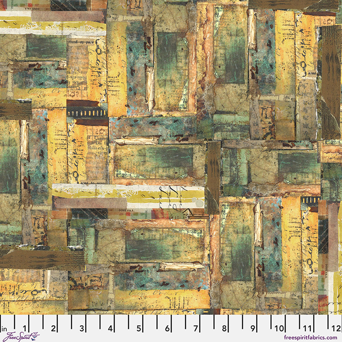 One Layer Away Northern Territory Desert Beige Teal Brown Seth Apter Free Spirit Cotton Fabric FS-PWSE057.DESERT