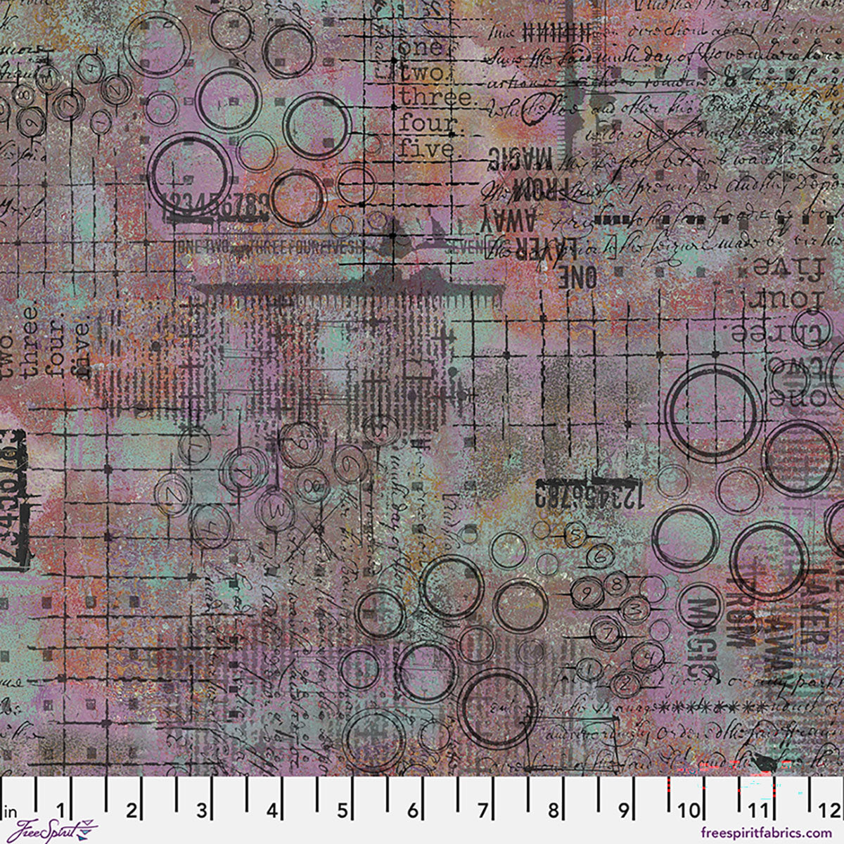 One Layer Away Overlay Lilac Purple Beige Aqua Seth Apter Free Spirit Cotton Fabric FS-PWSE065.LILAC