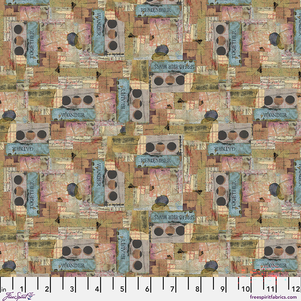 One Layer Away Patch Desert Teal Pink Seth Apter Free Spirit Cotton Fabric FS-PWSE062.DESERT