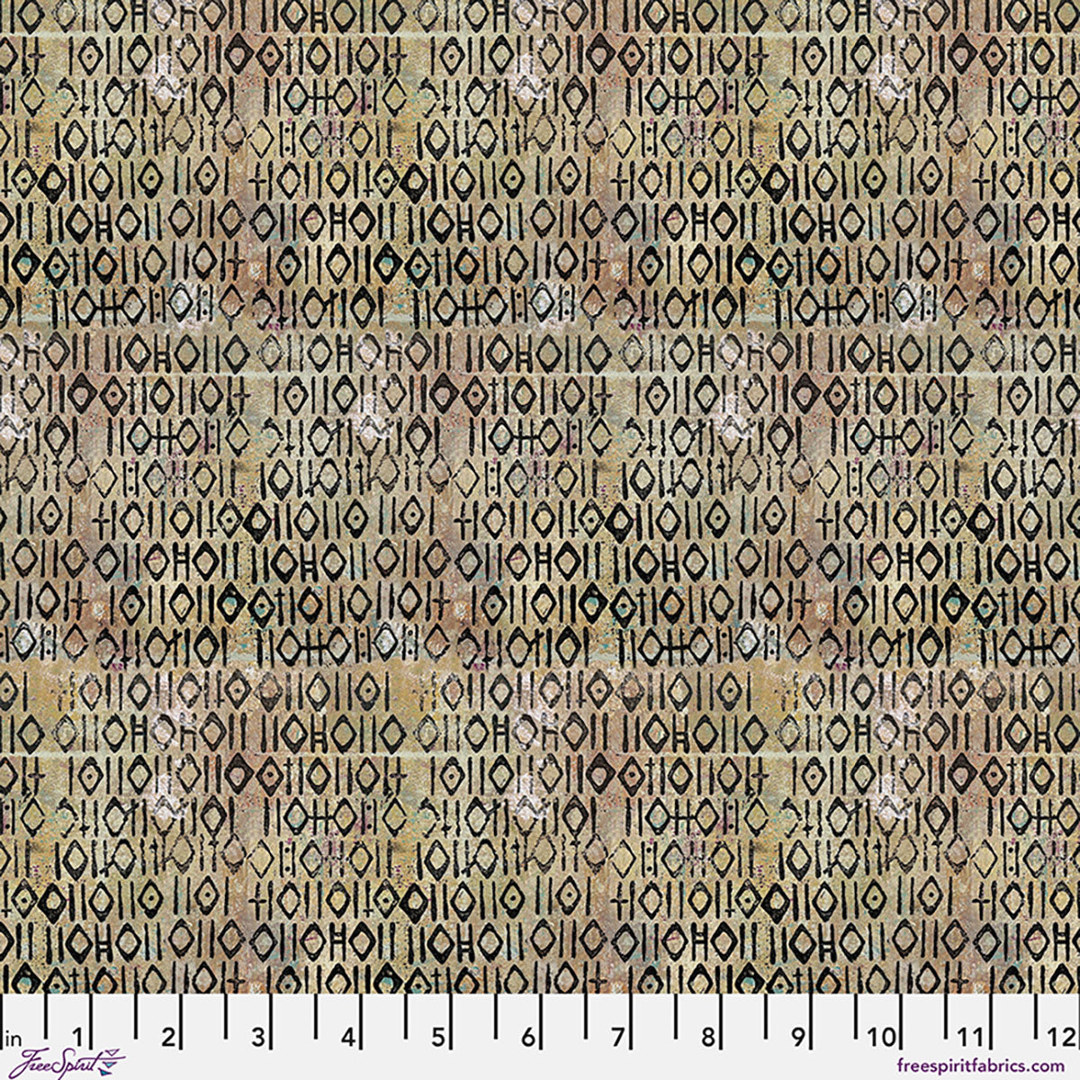 One Layer Away Pictograph Taupe Brown Seth Apter Free Spirit Cotton Fabric FS-PWSE066.TAUPE