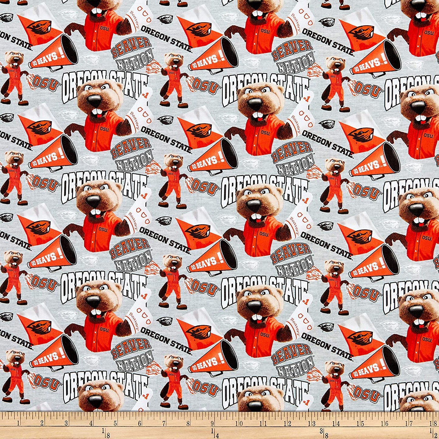 Oregon State Beavers NCAA OS Collegiate Mascot Gray Sykel Cotton Fabric OS-1164